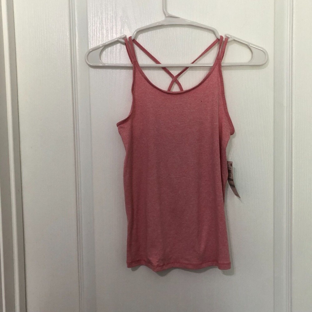 Ideology Girls Wild Rose Pink Heathered Strappy Crisscross Tank Top Medium NEW